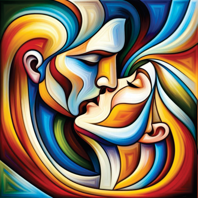 El beso - pintura al óleo